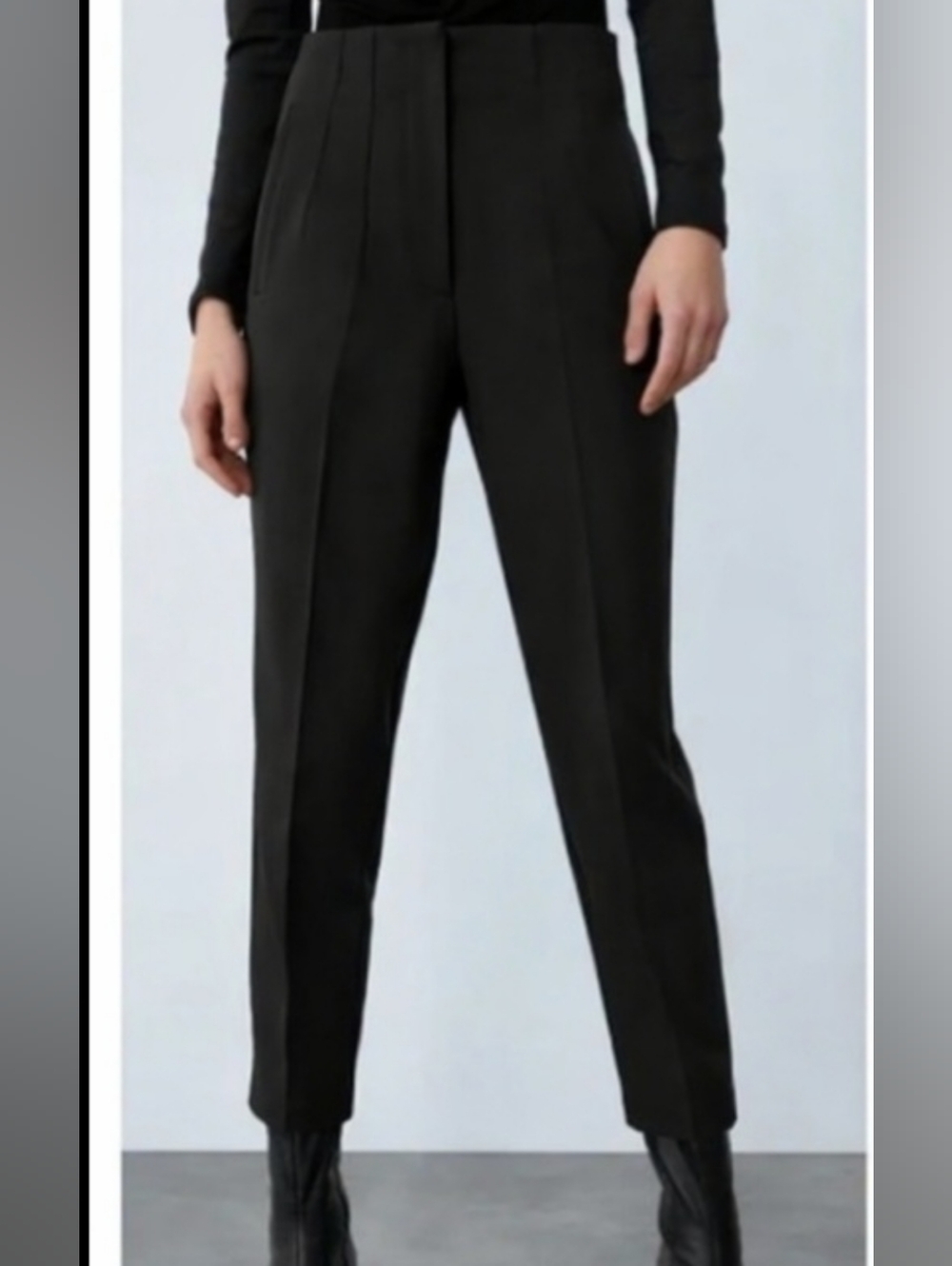Zara Women's Black High-Waist Tapered Pants
